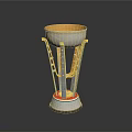 Elegant Trophy Design With Silver Cup Body Golden Interior Supporting Ladder Structure And Red Base