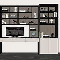 Modern Home Office Desk With Bookshelf Decorative Items Books Globe And Monitor