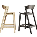 Modern Wooden Bar Stools With Light And Dark Finish And Backrest Design