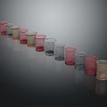 Public Facilities Display With Colorful Glass Cups In Various Materials Arranged Neatly