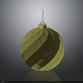 Yellow Polyhedral Sphere Weapon With Textured Surface Top Ring And String 3d model