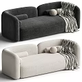 Modern Living Room Leisure Sofa Set With Green Gray Fabric And Decorative Pillows Blankets