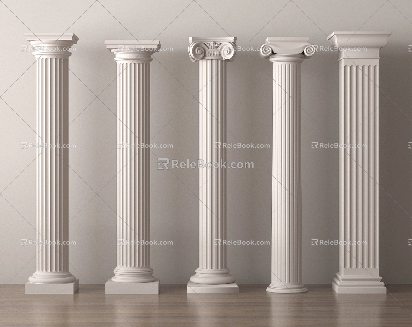 European Column Roman Column Gypsum Column Gypsum Line Cylindrical Square Column 3d model