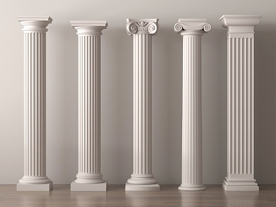 European Column Roman Column Gypsum Column Gypsum Line Cylindrical Square Column 3d model