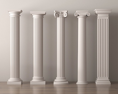 European Column Roman Column Gypsum Column Gypsum Line Cylindrical Square Column 3d model