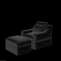 Dark Gray Fabric Sofa Set with Armchair and Ottoman in Modern Style