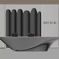 Elegant Modern Curved White Reception Desk With Sleek Metallic Decorative Wall For Luxury Commercial Space
