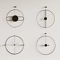 Minimalist Wall Clocks with Black Metal Circular Frames Mounted on White Wall 3d model