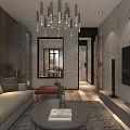 Modern Apartment Living Room With Concrete Walls Floor to Ceiling Window and L shaped Sofa