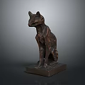 Bronze Animal Sculpture Sitting On Square Base With Detailed Features 3d model