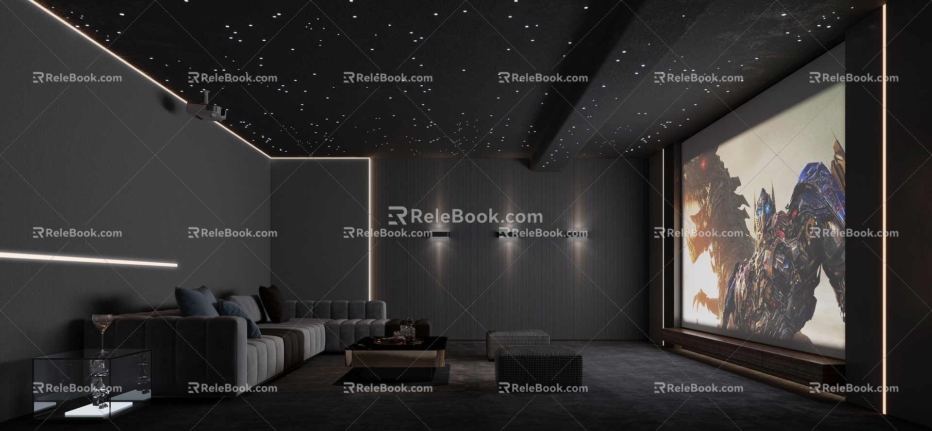 Modern audio-visual room 3d model