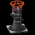 Industrial Equipment Featuring Orange Top Frame And Gray Mechanical Body On Square Base