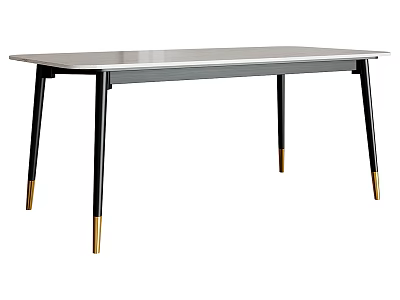 Sleek Modern Dining Table With White Top And Black Gold Accent Tapered Legs 3d model