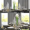 Elegant Dinnerware Set With Calla Lilies Candles Wine Glasses And Plates