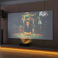 Large Screen Smart TV With Surround Sound Speakers In Home Theater Setup