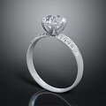 Elegant Silver Diamond Ring Featuring Large Center Stone And Small Side Crystals 3d model