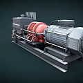 Heavy Duty Industrial Machinery Featuring Motor Red Rotating Component Control Panels And Pipes