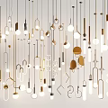 Modern Chandeliers with Various Designs Shapes and Metallic Finishes Hanging in Stylish Interior