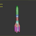 White Space Rocket With Blue Stripes And Booster Stages For Space Exploration