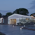 Boutique Guesthouse Architecture Featuring Modern Traditional Blend White Facade Gray Bricks Courtyard And Trees Lighting