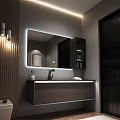 Modern Bathroom Vanity With LED Mirror Storage Cabinet And Sink Countertop