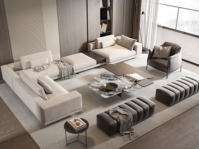 Modern sofa coffee table combination model