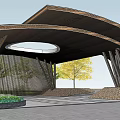 Modern gallery frame preparation structure landscape pavilion landscape sketch 3d model