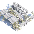 Modern Open Architectural Structure Design With Interconnected Platforms Staircases And Frames 3d model
