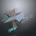 Futuristic Sci Fi Aircraft 3D Model With Metallic Structure And Glowing Green Elements 3d model