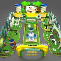 Feihuo Milk Powder Exhibition Booth With Green Grass Trees Cows And Seven Freshness Guarantees