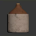 Clay Jar With Cork Stopper And Handle In Light Gray Weathered Container On Dark Background