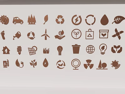 Eco Friendly Symbols Including Recycle Water Energy And Green Living Icons 3d model