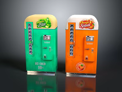 Vintage Green Sprite And Orange Sunny Delight 10 Cent Vending Machines 3d model