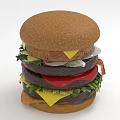 Delicious Double Patty Burger With Sesame Bun Cheese Lettuce And Tomato