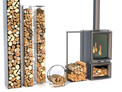Electronic Fireplace Wood Wood 3d model