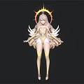 Angelic Character With Divine Halo Golden Wings And Long Blonde Hair In White Gold Outfit