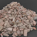 Pile of Broken Bricks as Construction Debris on Gray Background 3d model