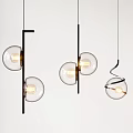 Minimalist Modern Pendant Lights With Spherical Glass Bodies And Metal Rods For Interior Decor