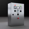 Industrial Electrical Control Panel with Colored Indicator Lights Meters Switches and Emergency Button