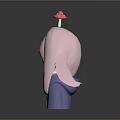 Anime Style Game Character With Pink Long Hair Glasses And Red Mushroom Hat