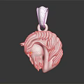 Silver Horse Head Pendant Jewelry with Intricate Mane Design and Shiny Finish