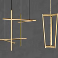 Modern Metal Frame Pendant Lights With Geometric Linear Structure And Illuminated Tubes
