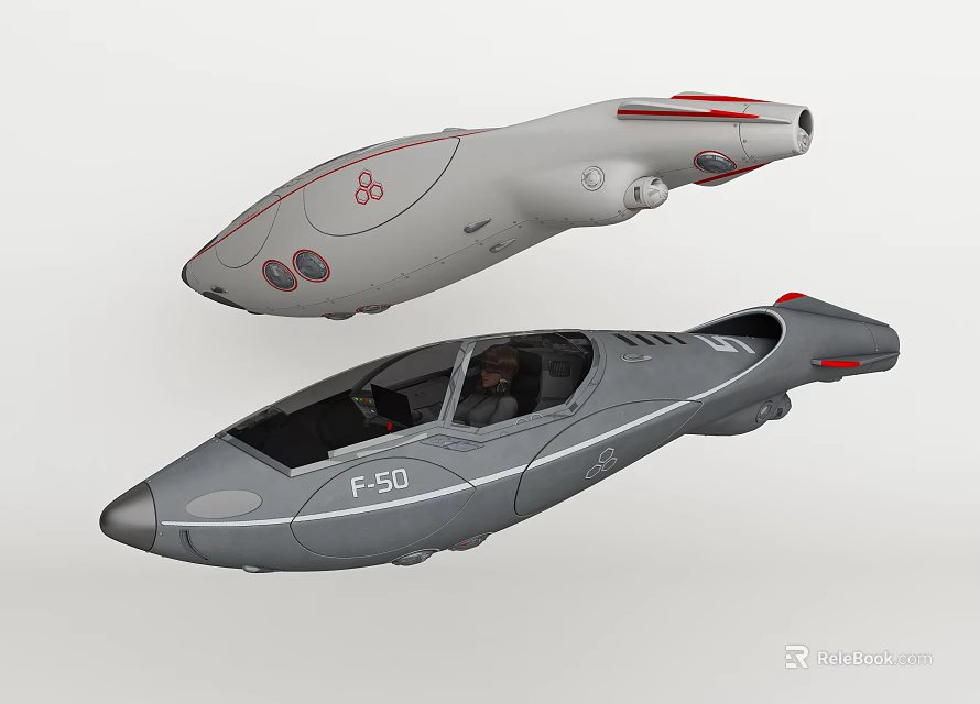 White And Gray Military Aircraft Models With Red Accents And F35 Fighter Jet Design 3d model 