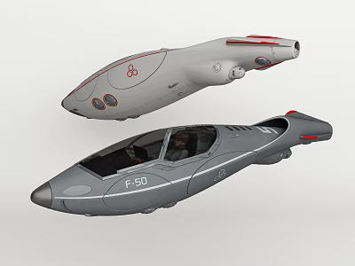 White And Gray Military Aircraft Models With Red Accents And F35 Fighter Jet Design 3d model