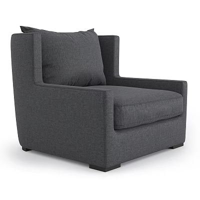 Gray Upholstered Lounge Chair With Modern Simple Design And Sturdy Base 3d model