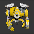 Yellow Four Legged Robot Biomorphic Design With Mechanical Structure And Sensors Lights