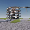 Modern Spiral Tower With Multi Level Open Observation Decks And Connecting Bridge 3d model