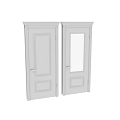 Modern White Swing Doors With Paneled And Diamond Pattern Glass Design 3d model