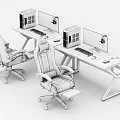 Gaming Desk with Two Monitors PCs Keyboard Mouse Pad Ergonomic Chairs in Purple Lighting