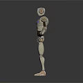 Futuristic Humanoid Robot With White And Blue Mechanical Body And Glowing Blue Circles